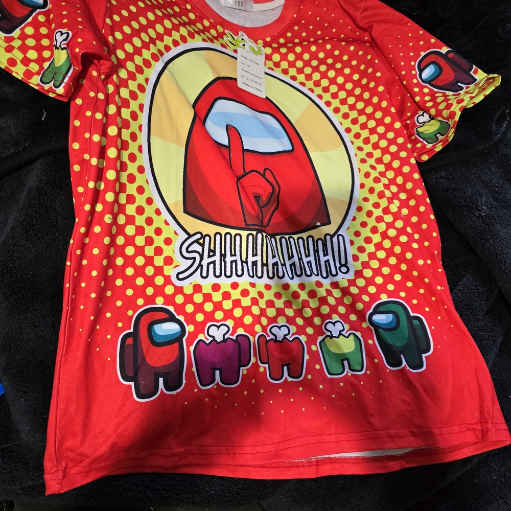 Red Graphic T-Shirt with Cartoon Characters